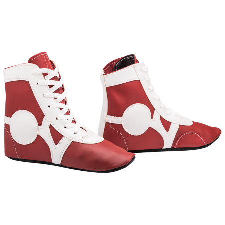 Купить Обувь для самбо SM-0102, кожа, красный Rusco в Чаплыгине 