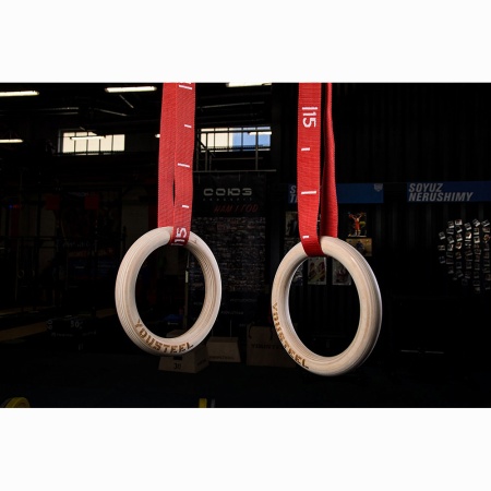Купить Кольца гимнастические 32 мм красные стропы в Чаплыгине 
