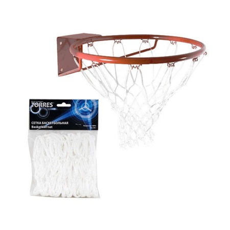 Купить Сетка баскетбольная Torres, нить 4 мм, белая в Чаплыгине 