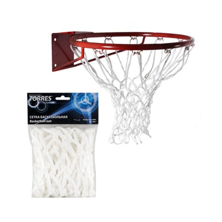 Купить Сетка баскетбольная Torres, нить 6 мм, белая в Чаплыгине 